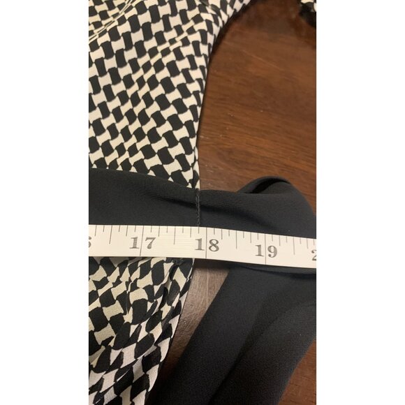 Liz Claiborne 16 Black White Houndstooth Long Bell Sleeve Maxi Dress - Picture 6 of 9
